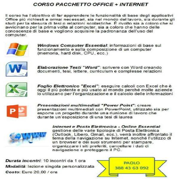 Corso uso computer pacchetto office