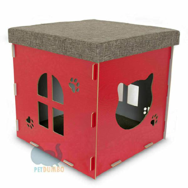 Cuccia gatto legno con tiragraffi interno puffo resistente m Cuccia gatto legno con tiragraffi interno puffo resistente m