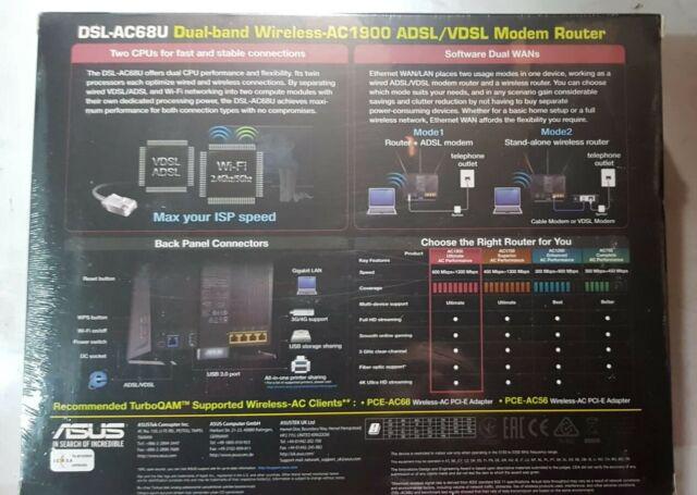 Asus router gaming dsl-ac68u gigabit ac1900 nero