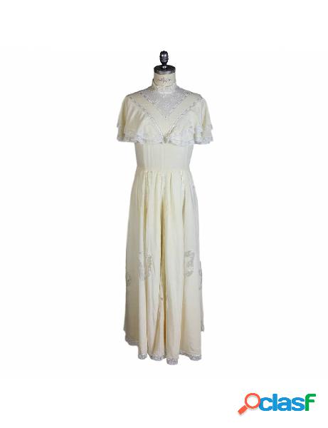 Vestito Da Sposa Vintage Anni 80 Sartoriale Lungo Seta Avorio