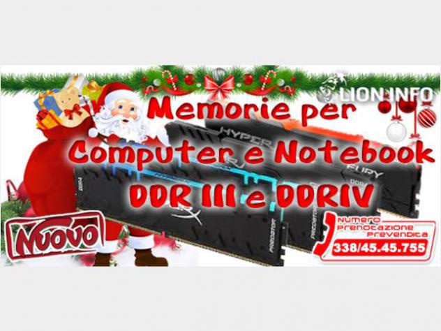 Memoria per computer o notebook ddr3 o ddr4 nuovo