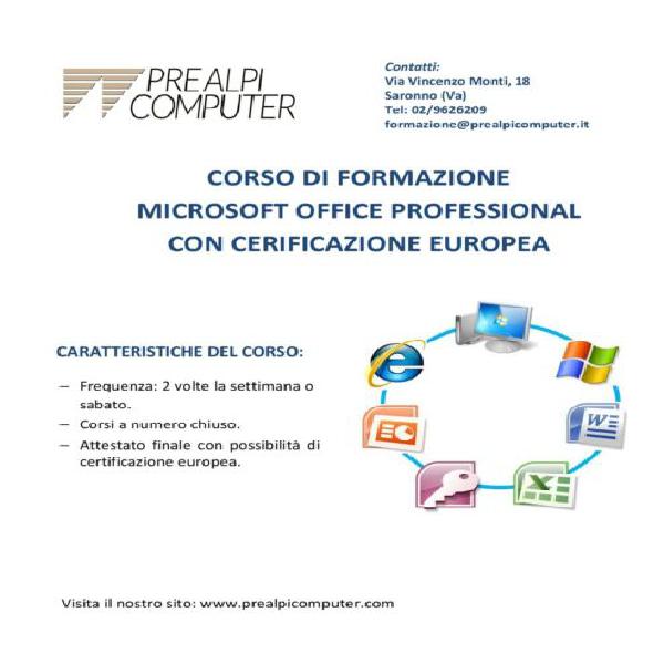 Corso Microsoft Office Professional Prealpi Computer Srl