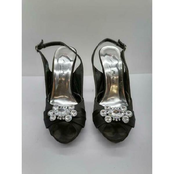 Scarpe donna anna michelle nere raso strass color argento Scarpe donna anna michelle nere raso strass color argento