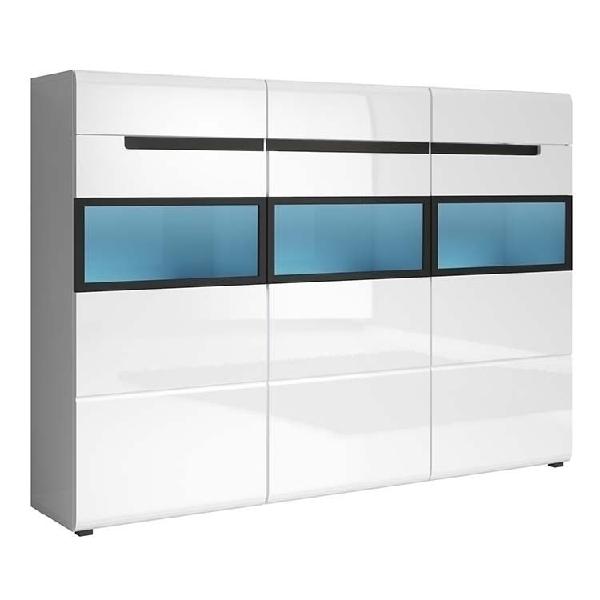 Credenza alta gordon 3 ante con vetro 3 cassetti bianco Credenza alta gordon 3 ante con vetro 3 cassetti bianco
