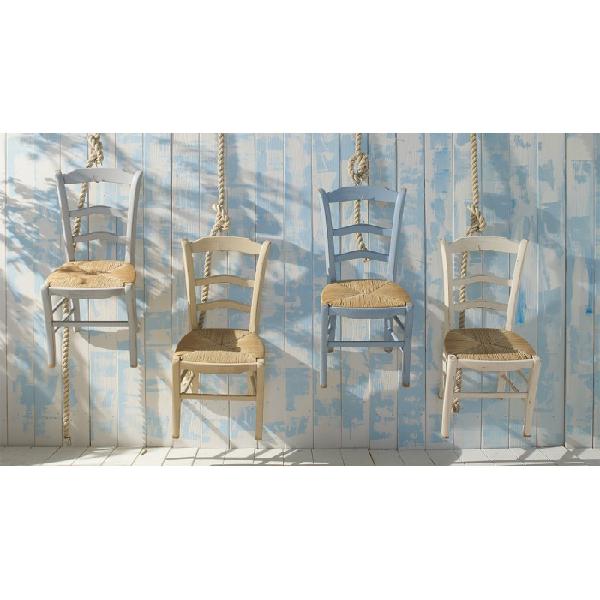 Sedia legno 737 in finitura shabby chic sedile paglia di