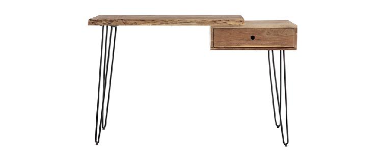 Console scrivania in acacia et metallo nero l120 cm pina