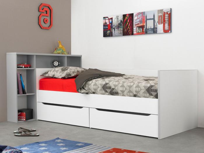 Letto con testata vani portaoggetti cassetti oscar-90 x Letto con testata vani portaoggetti cassetti oscar-90 x