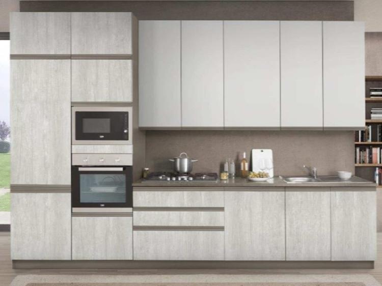 Cucina lineare in laminato materico bianca Linea a prezzo