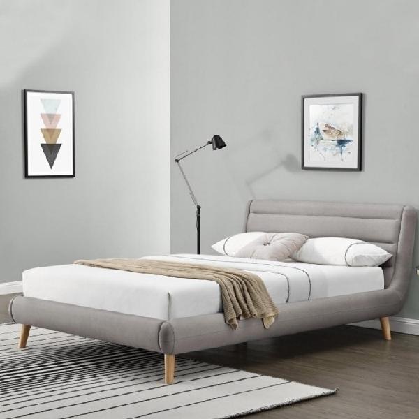 Letto 140 Pompei Gihome ® tessuto grigio chiaro francese