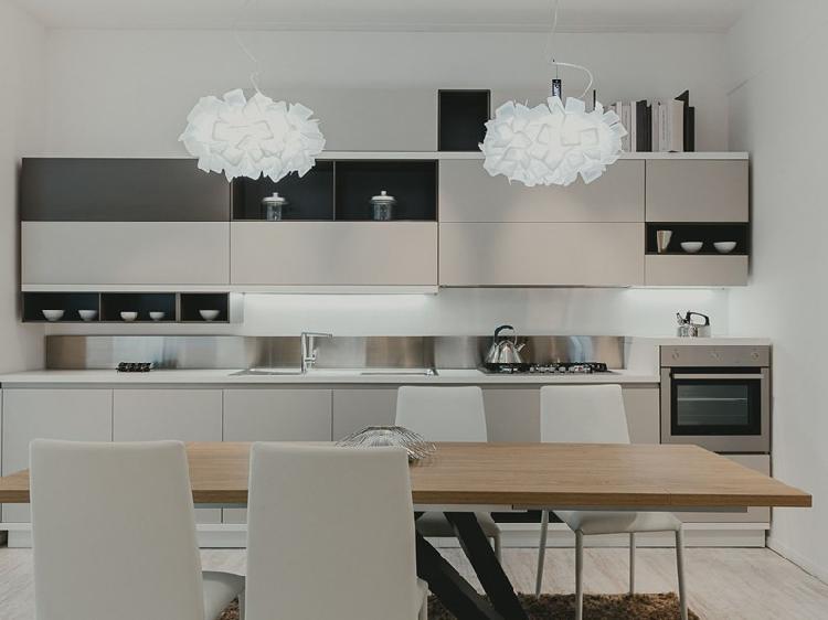 Cucina lineare in laminato materico magnolia foodshelf a Cucina lineare in laminato materico magnolia foodshelf a