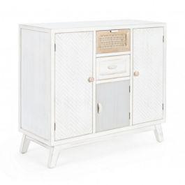 Credenza tre ante due cassetti in legno bianco clotilde