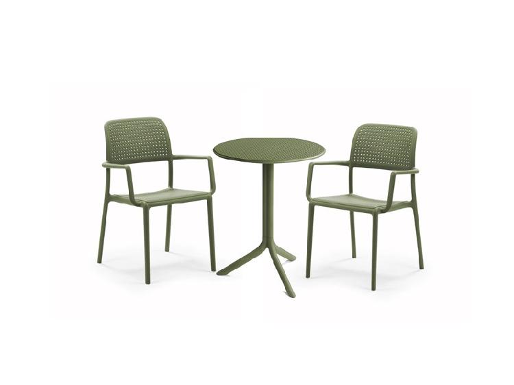 Nardi tavolo step ø 60,5 con 2 sedie bora verde agave: Nardi tavolo step ø 60,5 con 2 sedie bora verde agave: