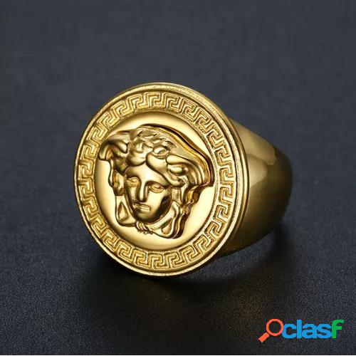 Tide Brand Ancient Greek Medusa Hip-hop Titanium Steel High-polished Color-preserving Men's Ring