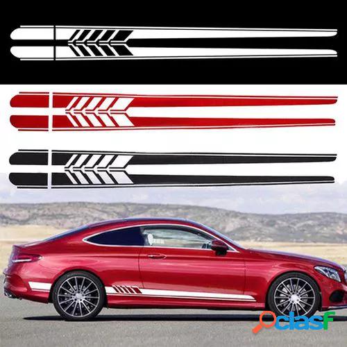 2Pcs Car Side Body Vinyl Decal Sticker Racing Long Stripe Decals Graphics