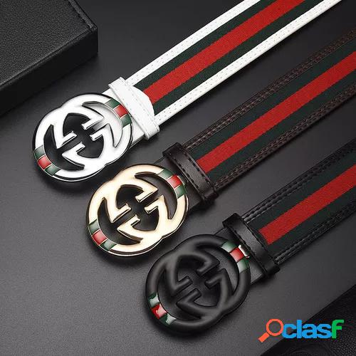 Red COOSKIN Kwai red green cloth belt leather male leather smooth buckle Korean character, all match belt, casual, fast hand pants tide.