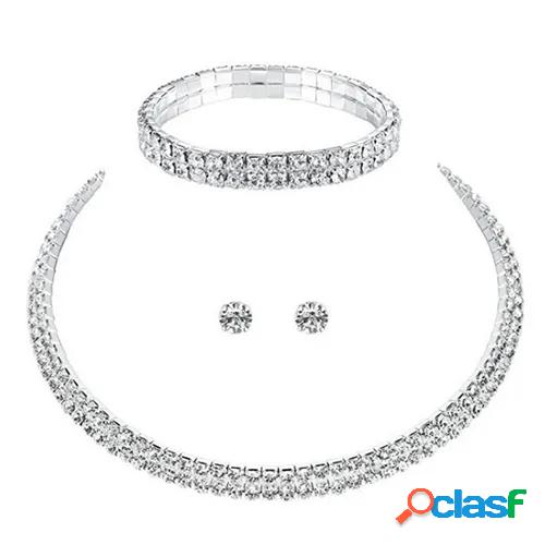 Fashion luxury bridal diamond crystal rhinestone necklace earrings jewelry sets