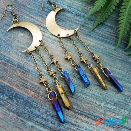 Large Moon Earrings Plated Dangly Drop Crescent Moon Celestial Gifts Jewelry