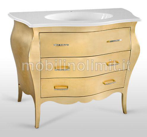 Mobile bagno 3 cassetti foglia oro - nuovo Mobile bagno 3 cassetti foglia oro - nuovo