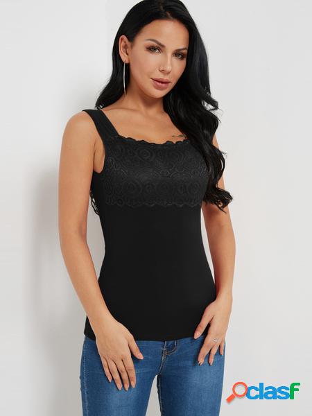 Yoins canotta senza maniche scoop collo con inserto in pizzo nero Yoins canotta senza maniche scoop collo con inserto in pizzo nero