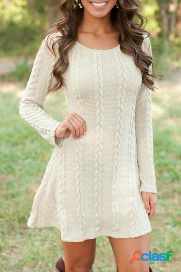 Yoins mini abito in maglia a trecce beige trasparente da donna Yoins mini abito in maglia a trecce beige trasparente da donna