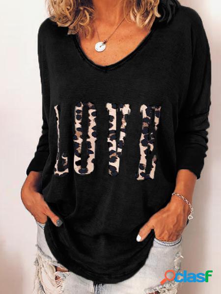 Yoins maglietta con scollo a v con stampa leopardata nera Yoins maglietta con scollo a v con stampa leopardata nera
