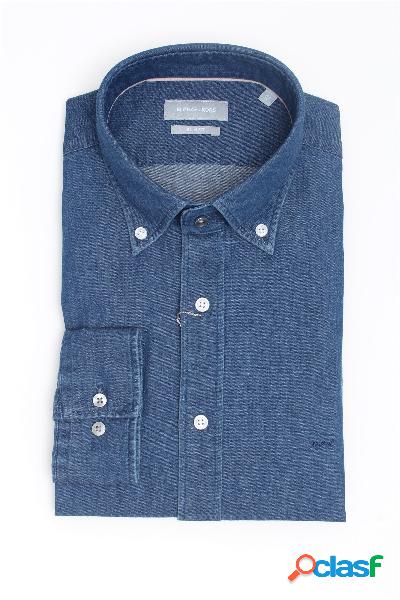 Michaelkors mdomd91441 camicia in denim di cotone con logo ricamato