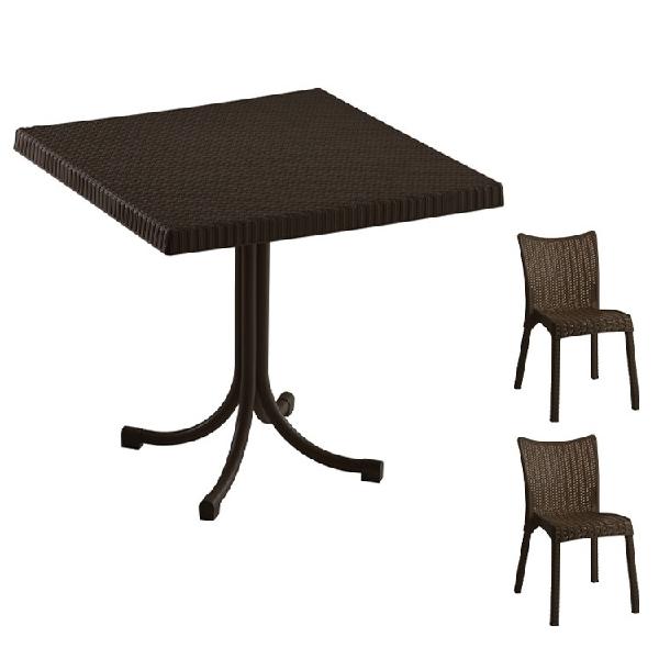 Set tavolo ivo + 2 sedie rossana poly rattan marrone scuro Set tavolo ivo + 2 sedie rossana poly rattan marrone scuro