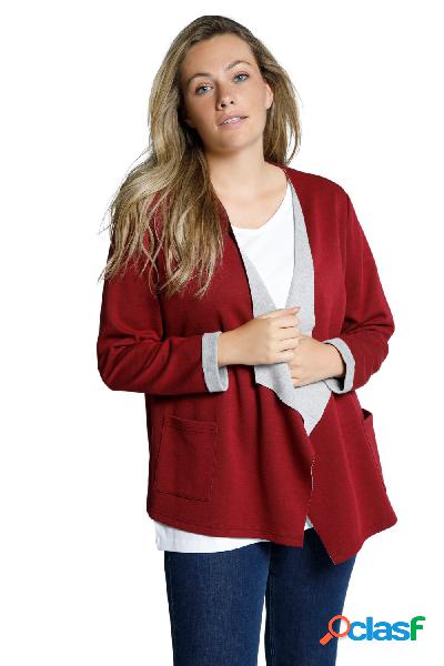 Cardigan in felpa, donna, rosso, taglia: 48/50, cotone, ulla popken