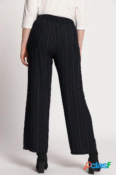 Pantaloni a 7/8 con design gessato, cintura elastica e taglio della gamba dritto e ampio, donna, blu, taglia: 64/66, viscosa, ulla popken Pantaloni a 7/8 con design gessato, cintura elastica e taglio della gamba dritto e ampio, donna, blu, taglia: 64/66, viscosa, ulla popken