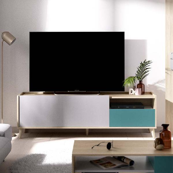Mobile porta tv dominic 1 anta 1 cassetto rovere grigio Mobile porta tv dominic 1 anta 1 cassetto rovere grigio