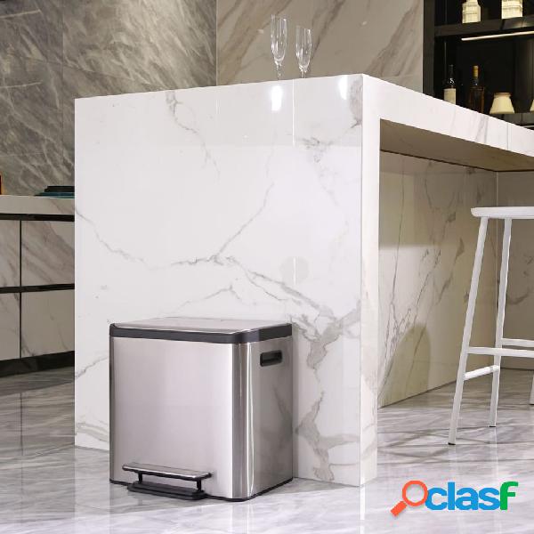 Eko pattumiera a pedale ecocasa 2x15 l argento opaco Eko pattumiera a pedale ecocasa 2x15 l argento opaco