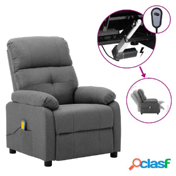 Vidaxl poltrona elettrica massaggiante grigio chiaro in tessuto Vidaxl poltrona elettrica massaggiante grigio chiaro in tessuto
