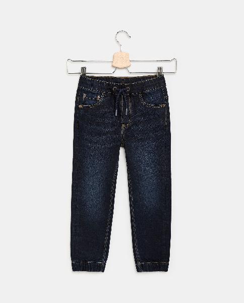 Jeans slim con coulisse in misto cotone bambino Jeans slim con coulisse in misto cotone bambino