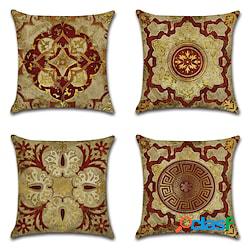 Fodera per cuscino vintage double side 4pc morbida luce di lusso quadrato fodera per cuscino cuscino federa in finta lino qualità superiore lavabile in lavatrice cuscino esterno per divano di Fodera per cuscino vintage double side 4pc morbida luce di lusso quadrato fodera per cuscino cuscino federa in finta lino qualità superiore lavabile in lavatrice cuscino esterno per divano di