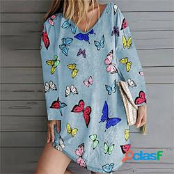 Per donna abito casual abito in lino viola rosa kaki azzurro cielo blu marino manica lunga farfalla increspato a punto smock stampa primavera estate a v essenziale festività informale abito a Per donna abito casual abito in lino viola rosa kaki azzurro cielo blu marino manica lunga farfalla increspato a punto smock stampa primavera estate a v essenziale festività informale abito a