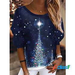 Per donna Felpa Maglione Streetwear Rosso Blu marino Pop art Natale Rotonda Manica lunga S M L XL 2XL 3XL Lightinthebox