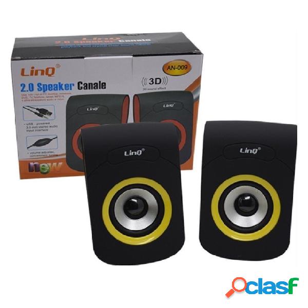 Altoparlanti speaker casse usb 3w jack 3,5mm per pc notebook linq an-009 color