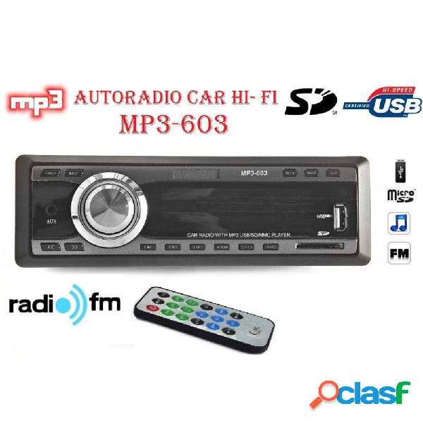 Autoradio fm stereo auto lettore mp3 usb sd card ingresso aux wma radio 603