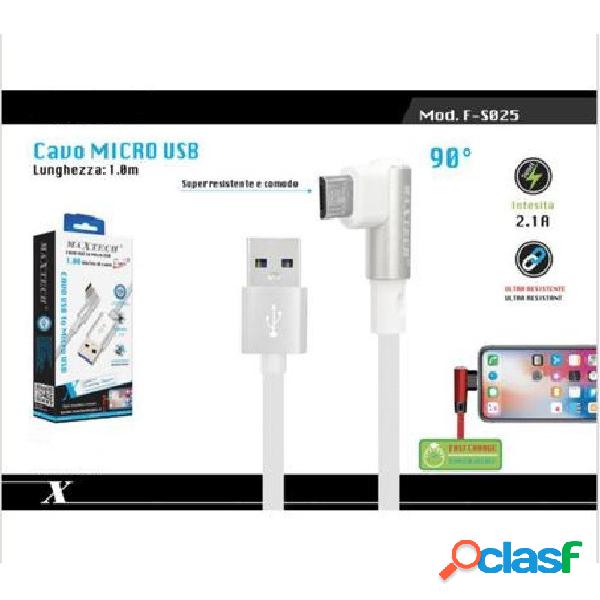 CAVO RICARICA MICRO USB 90° PER SMARTPHONE CAVETTO DATI 1 MT F-S025 MAXTECH