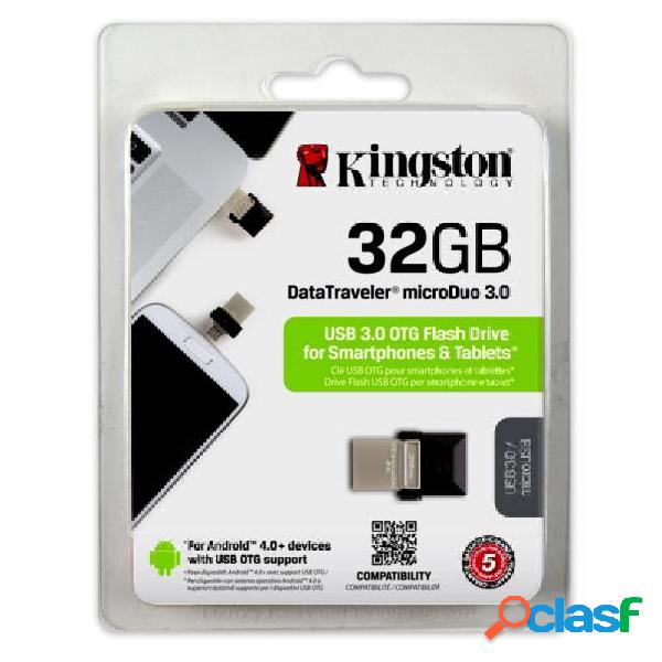 Kingston 32gb dtduo3.0 microduo usb 3.0 otg micro usb flash memory drive 32 gb