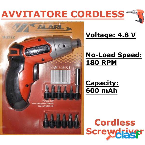 Mini avvitatore trapano cordless 4.8volt 180rpm 11 punte ricaricabile 600mah