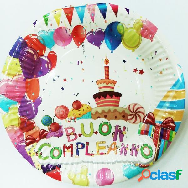 Set 18 pezzi piatti usa e getta carta 18cm feste buon compleanno compleanno