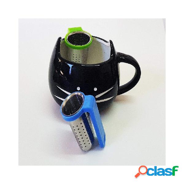 SET 2PZ FILTRO ACCIAIO PER TISANE INFUSORE CON MANICO COLINO DA TE' IN METALLO