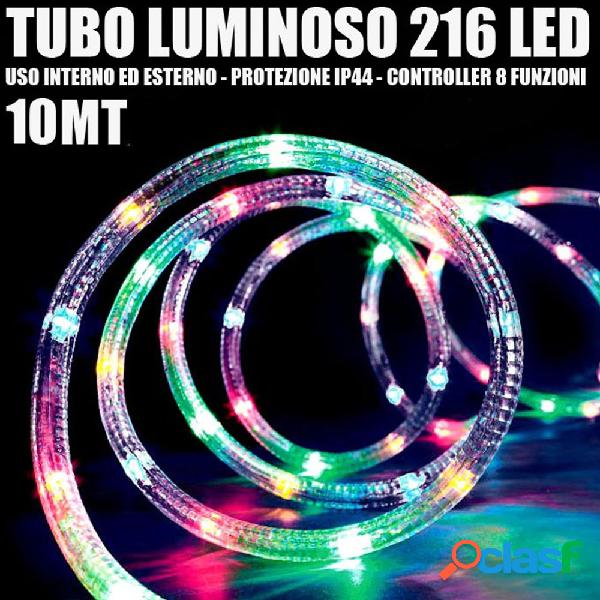 Tubo luminoso 216 led multicolor 10 mt 3vie uso interno/esterno + controller