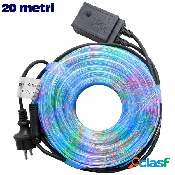 TUBO LUMINOSO NATALIZIO 20 METRI LED MULTICOLOR CONTROLLER 8 FUNZIONI X ESTERNO