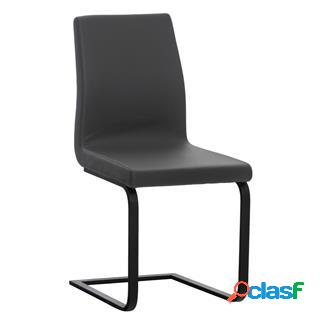 Sedia per sala dattesa elara, telaio in metallo nero, molto imbottita, pelle grigia Sedia per sala dattesa elara, telaio in metallo nero, molto imbottita, pelle grigia