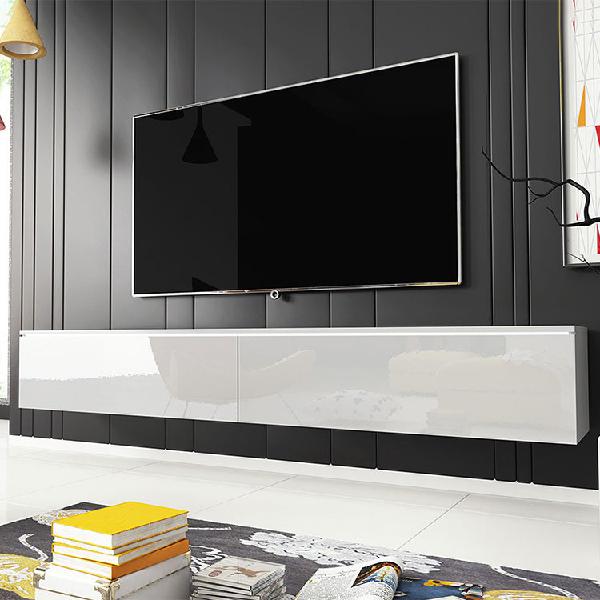 Mobile porta tv sospeso con LED design 180x30cm bianco