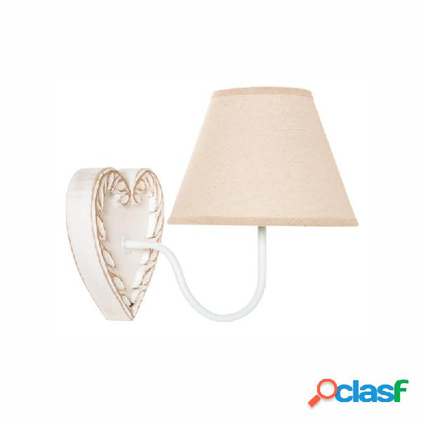 Applique shabby con paralume in tessuto placca a cuore cm 20x30x27h - vari colori Applique shabby con paralume in tessuto placca a cuore cm 20x30x27h - vari colori