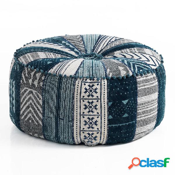 Pouf poggiapiedi da terra in cotone patchwork colore blu cm Ø 60x30h