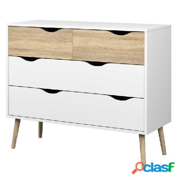 Cassettiera moderna 99x82cm rovere naturale laccato bianco oslo Cassettiera moderna 99x82cm rovere naturale laccato bianco oslo